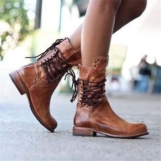Camille™ | Bottines Mi-Mollet Cloutées Vintage