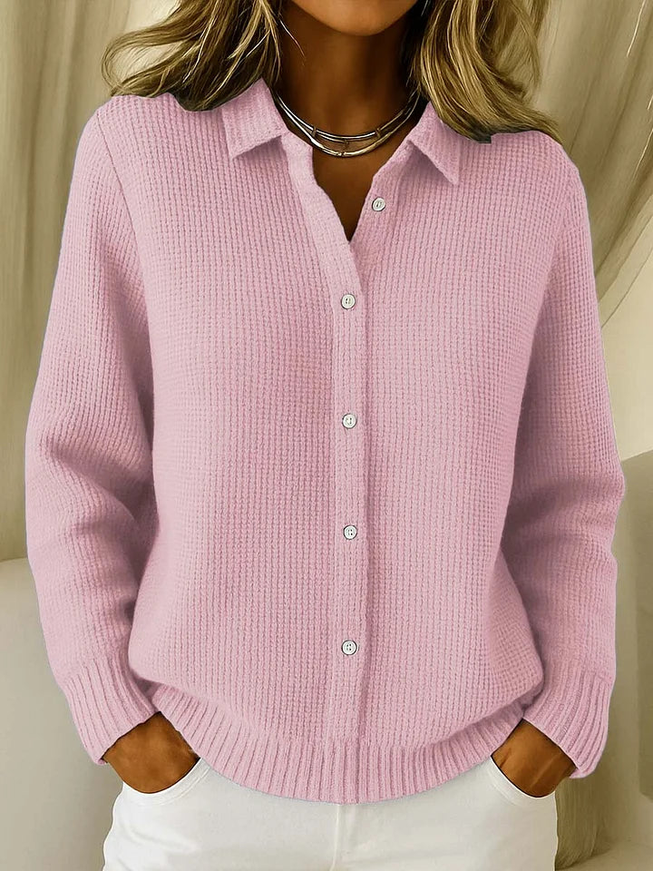 Sophie | Cardigan en Maille Gaufrée à Col Chemise