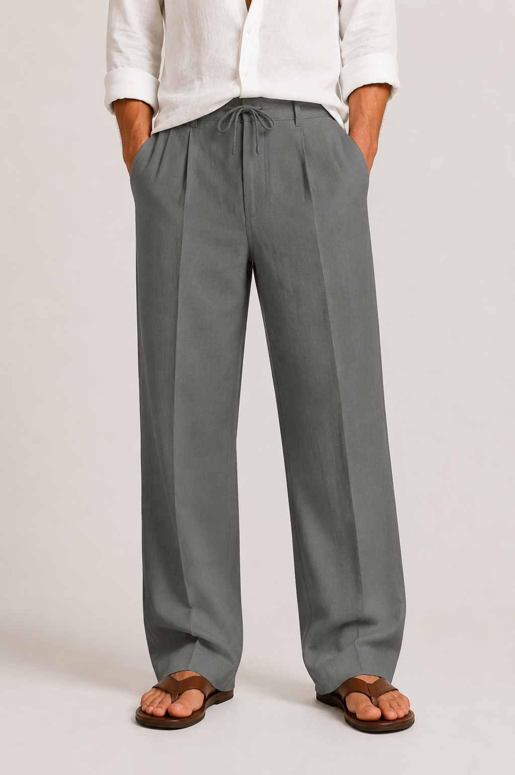 Pantalon Lin Élégant Cordon