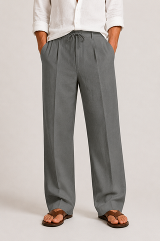 Pantalon Lin Élégant Cordon