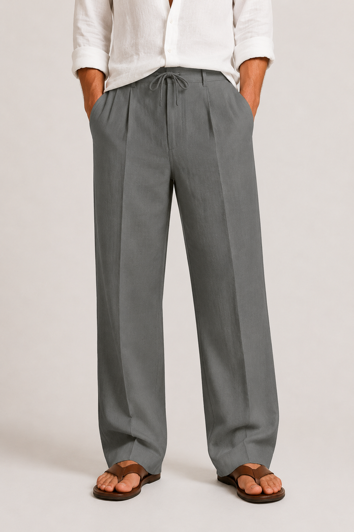 Pantalon Lin Élégant Cordon