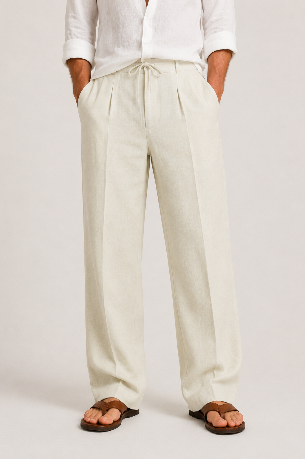Pantalon Lin Élégant Cordon