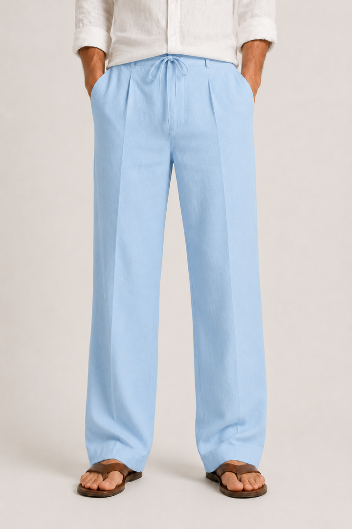 Pantalon Lin Élégant Cordon