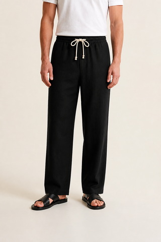 Pantalon Lin Cordon Coupe Droite