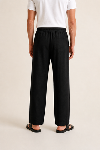 Pantalon Lin Cordon Coupe Droite