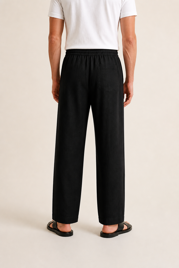 Pantalon Lin Cordon Coupe Droite