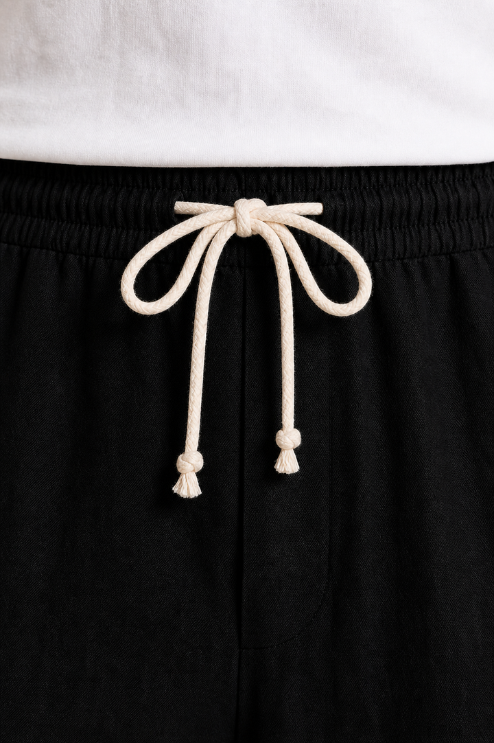 Pantalon Lin Cordon Coupe Droite