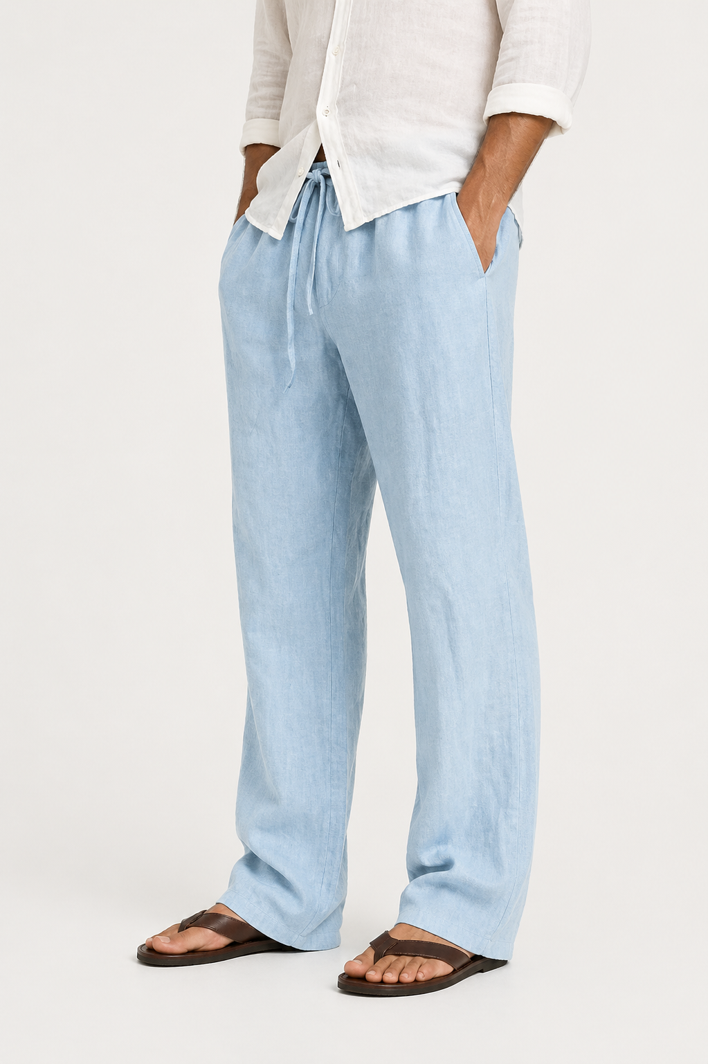 Pantalon Lin Look Cordon Coupe Confort