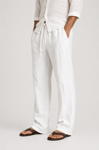 Pantalon Lin Look Cordon Coupe Confort