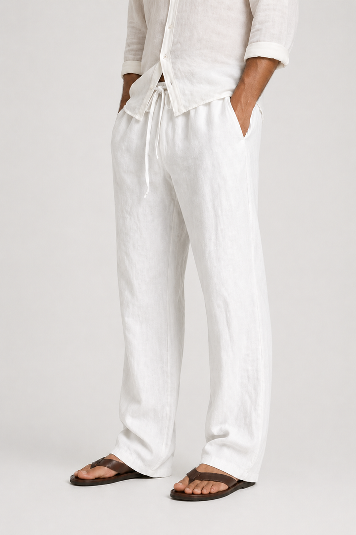 Pantalon Lin Look Cordon Coupe Confort