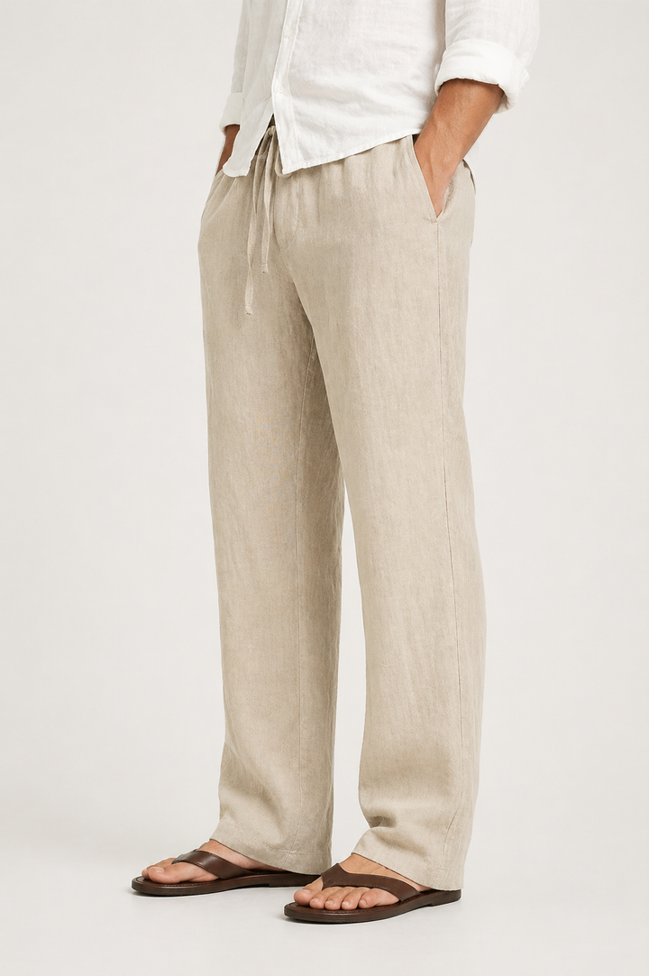 Pantalon Lin Look Cordon Coupe Confort