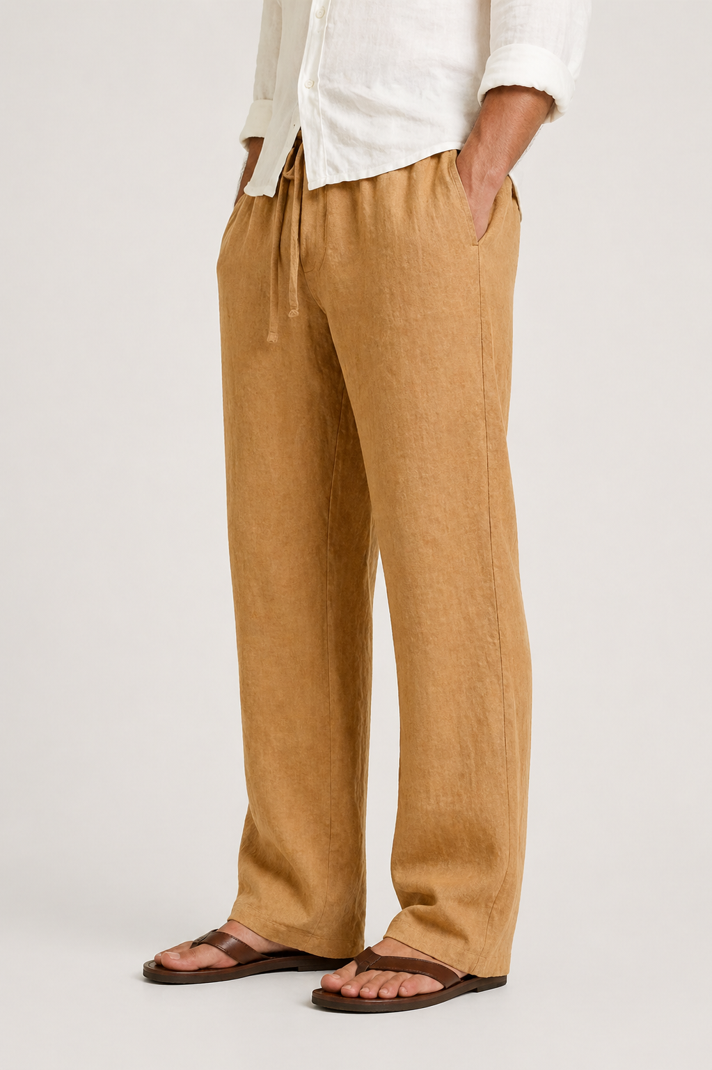 Pantalon Lin Look Cordon Coupe Confort