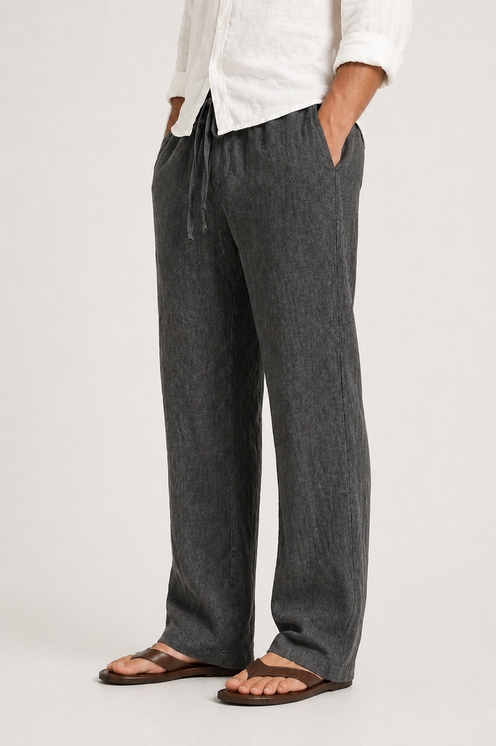 Pantalon Lin Look Cordon Coupe Confort