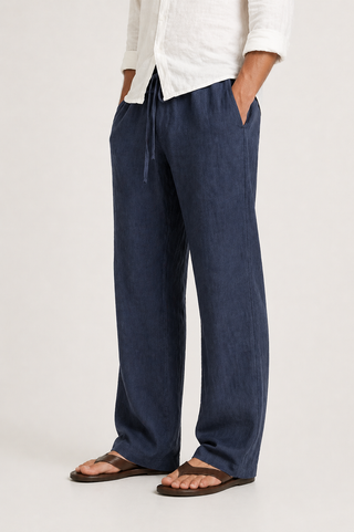 Pantalon Lin Look Cordon Coupe Confort