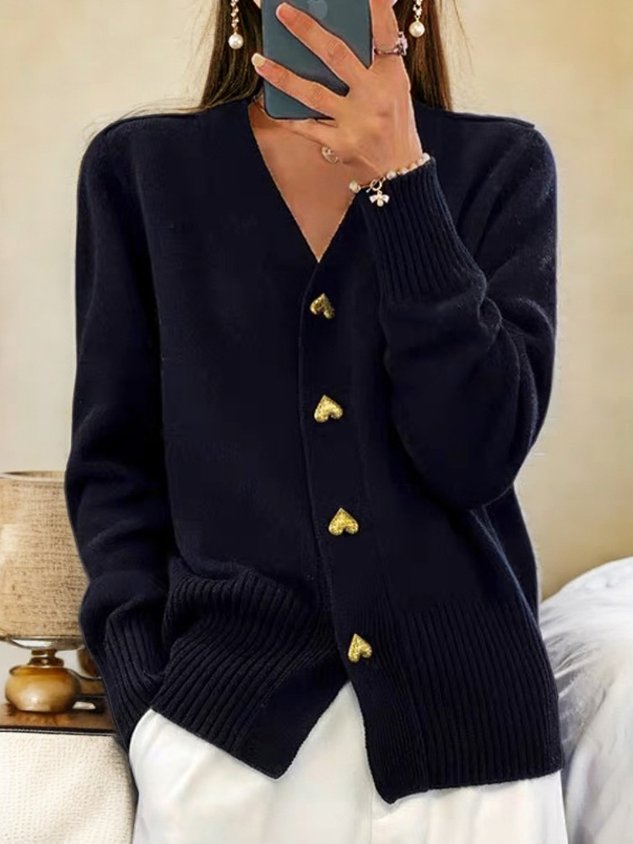 Margaux | Cardigan Chaud à Boutons Dorés