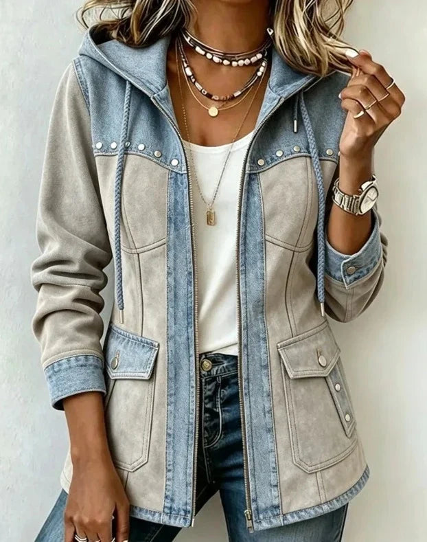 Véronique | Veste à Capuche Bi-Matière pour Femme