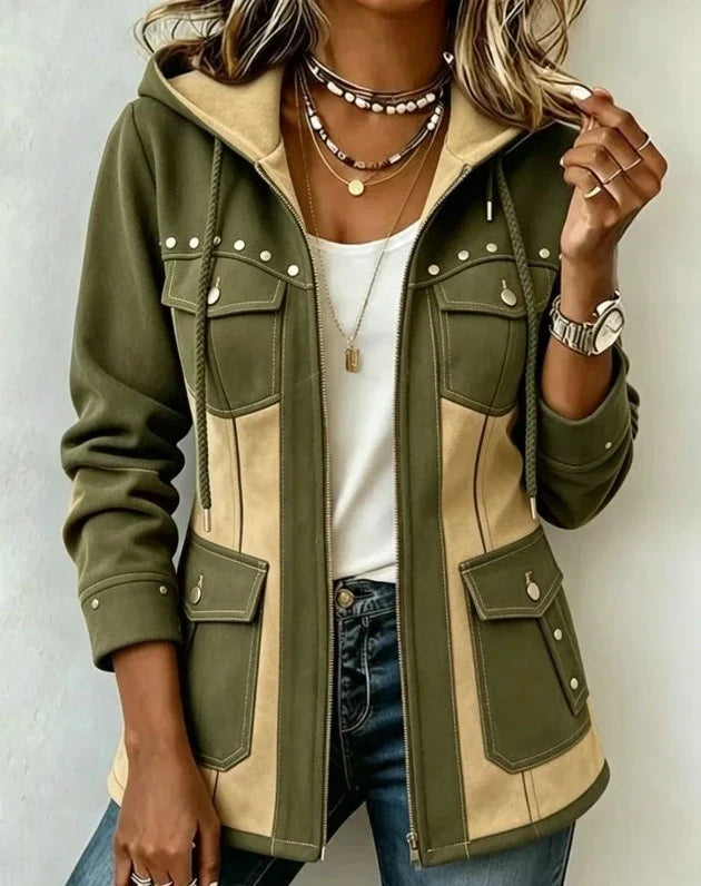 Véronique | Veste à Capuche Bi-Matière pour Femme