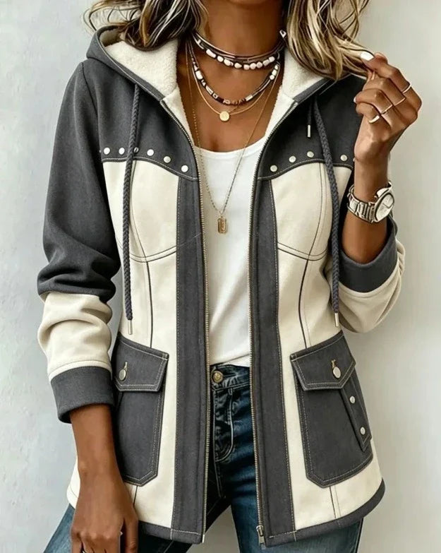 Véronique | Veste à Capuche Bi-Matière pour Femme