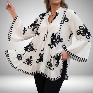 Théodeline™ – Blouse brodée bohème, féminité éclatante