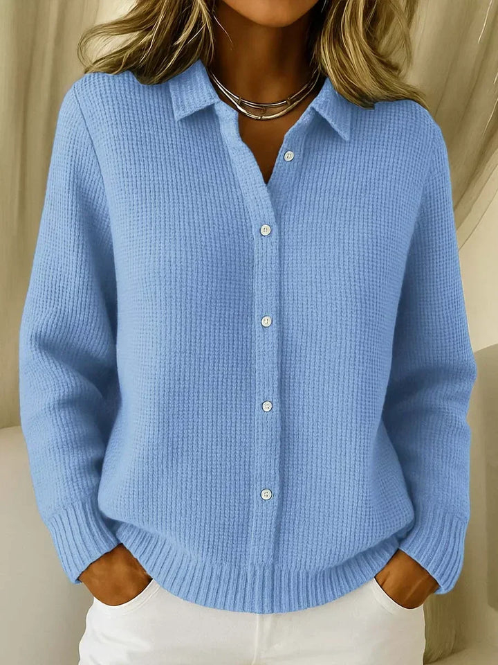 Sophie | Cardigan en Maille Gaufrée à Col Chemise
