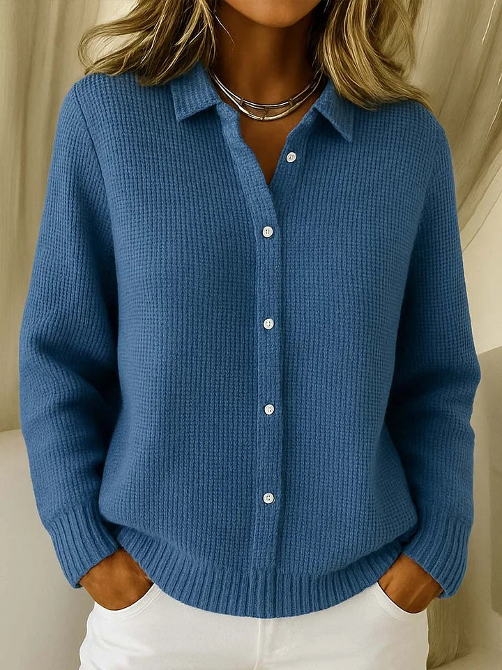Sophie | Cardigan en Maille Gaufrée à Col Chemise