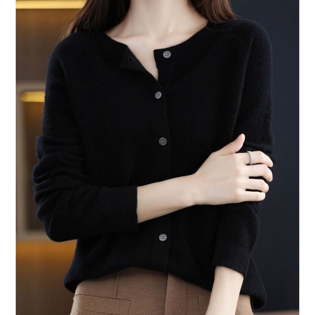 Camille | Cardigan Classique Boutonné Col Rond